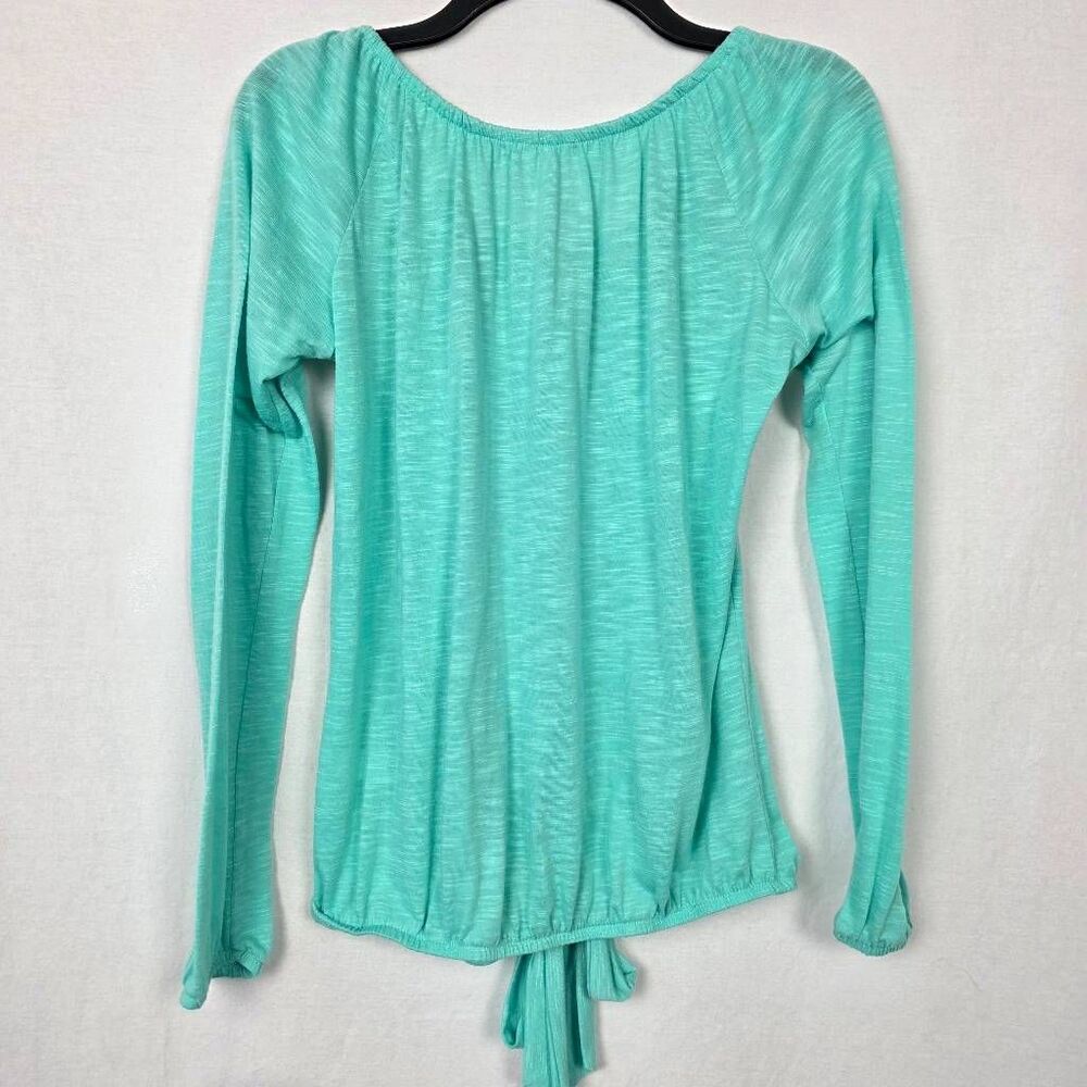 Self Esteem Tie Front Top Women Small Aqua - Picture 5 of 8